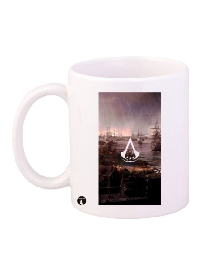 كوب بطباعة تمثل لعبة الفيديو Assassin's Creed أبيض/أسود/بني