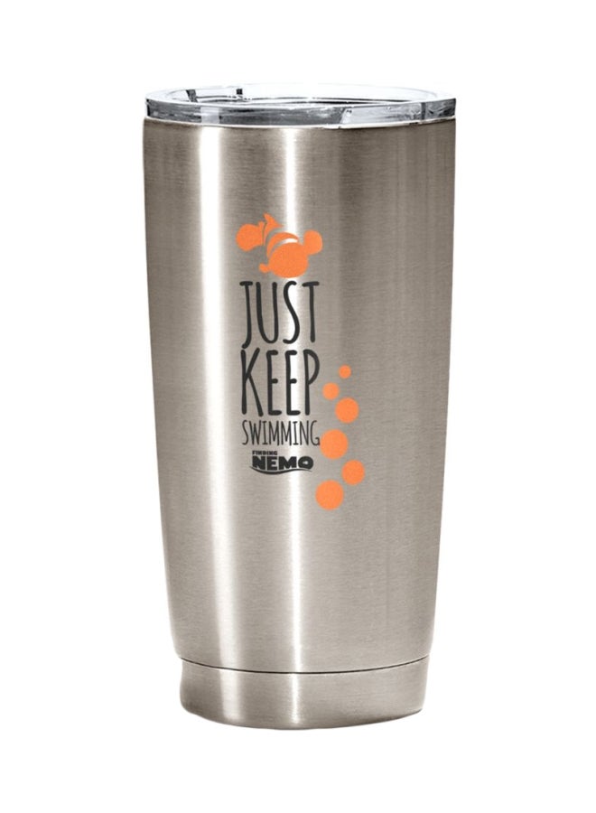 LOUD UNIVERSE Stainless Steel Travel Tumbler With Acrylic Lid Silver/Black/Orange 