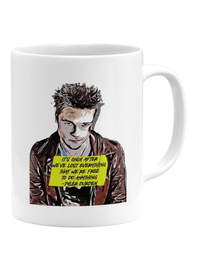 LOUD UNIVERSE Ceramic Coffee Mug White/Brown/Yellow 