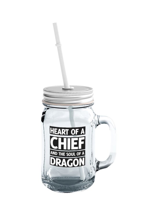LOUD UNIVERSE Glass Mason Jar With Lid And Straw Clear/Silver/Black 