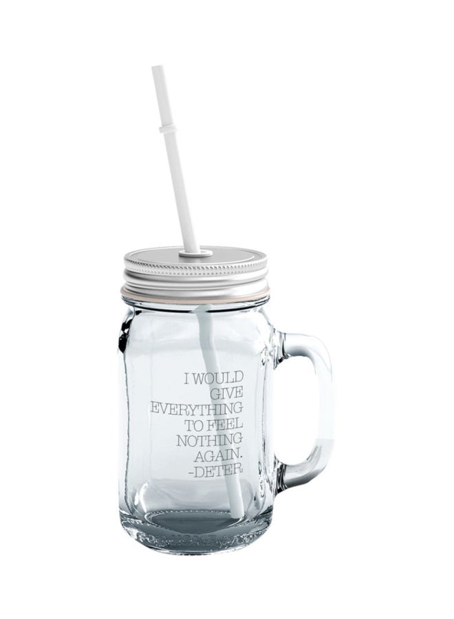 LOUD UNIVERSE Glass Mason Jar With Lid And Straw Clear/Silver 