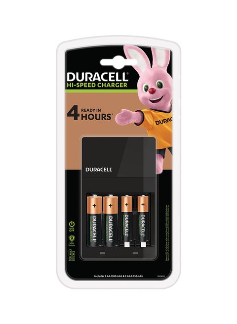 4 Hours Battery Charger, 1 count Black/Gold