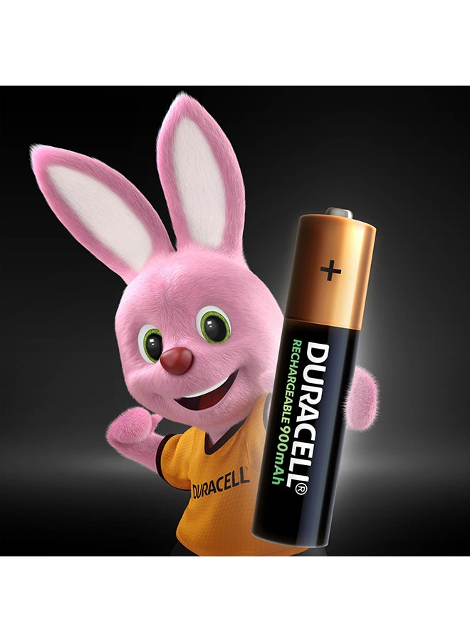 Duracell - Pack of 4 Long Lasting Rechargeable AAA 900mAh Batteries Black/Gold - Image 1