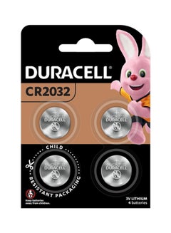 Duracell Pack of 4 Long Lasting Specialty 2032 Lithium Coin Battery 3V With Baby Secure Technology Multicolour 