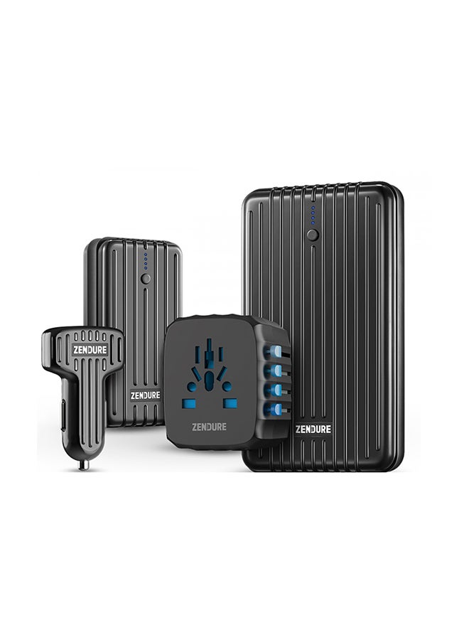 ZENDURE - A5 Power Bank 16750 mAh With A2 Power Bank 6700mAh, ZDPPA Car Charger, Passport Travel Adapter Set Black - Image 1