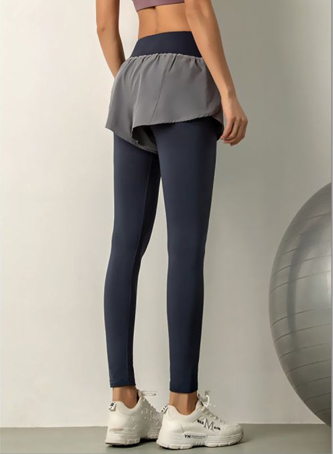 QiaoKai Solid 2-In-1 Leggings Blue/Grey - Image 2