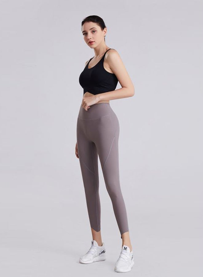QiaoKai - Solid High Rise Leggings Purple - Image 1