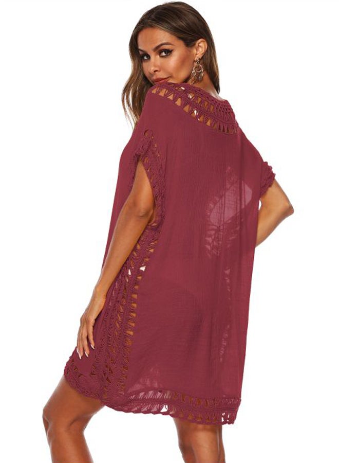 QiaoKai Lace Detailed Cover Up Burgundy  - Image 2