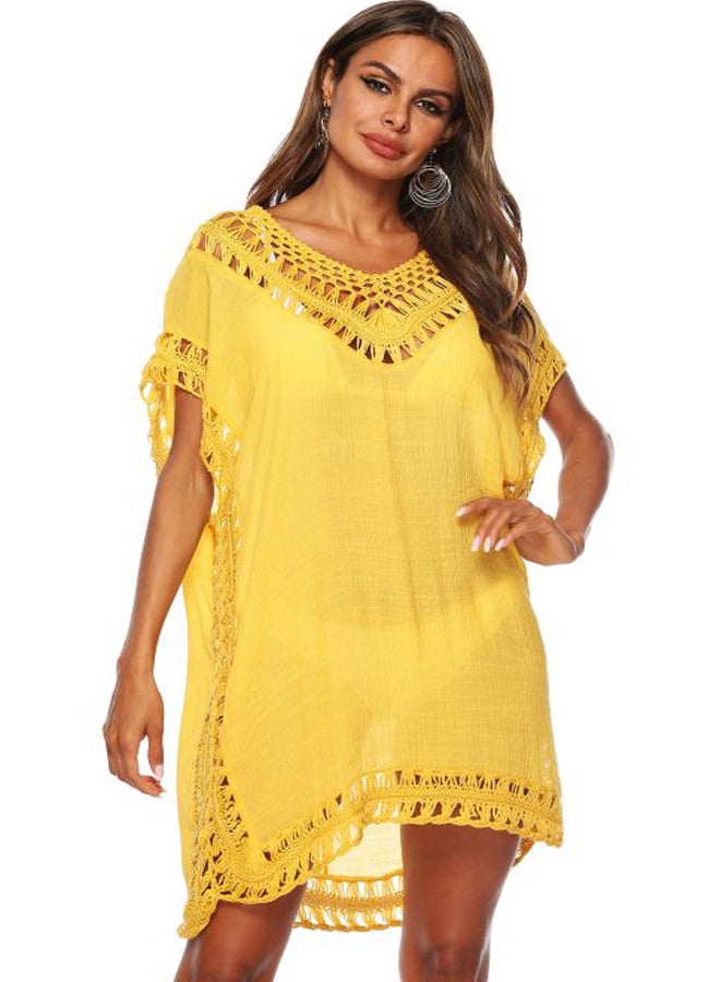 QiaoKai Lace Detailed Cover Up Yellow  - Image 1