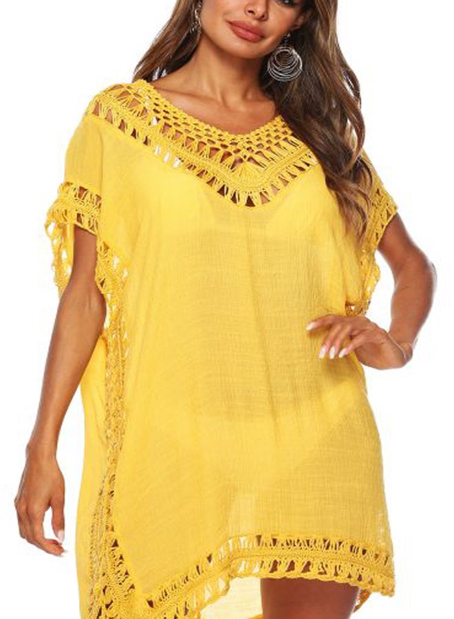 QiaoKai Lace Detailed Cover Up Yellow  - Image 3