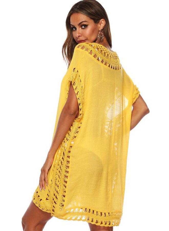 QiaoKai Lace Detailed Cover Up Yellow  - Image 2