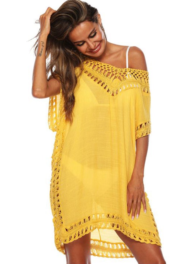QiaoKai Lace Detailed Cover Up Yellow  - Image 4