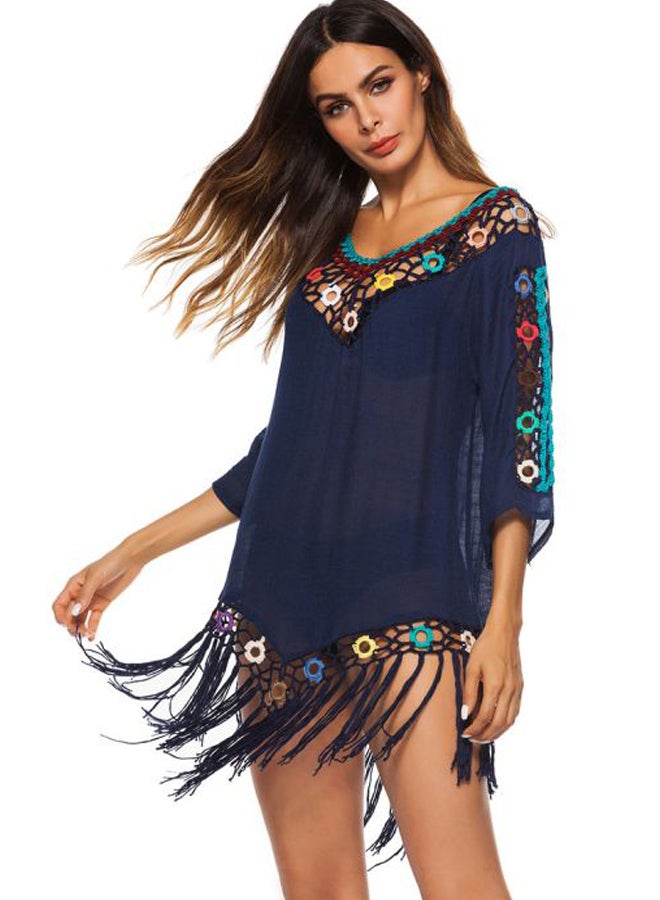 QiaoKai Lace Detailed Cover Up Navy Blue/Yellow/White  - Image 5