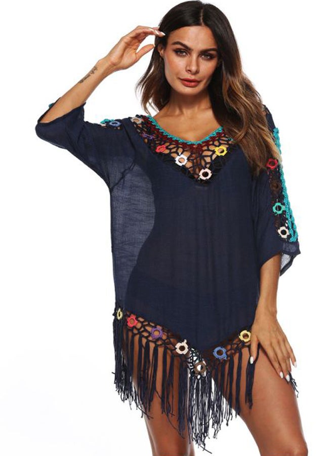 QiaoKai Lace Detailed Cover Up Navy Blue/Yellow/White  - Image 1