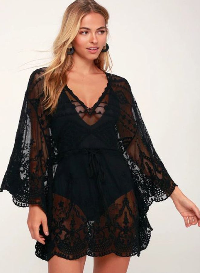 QiaoKai Lace Detailed Cover Up Black  - Image 5