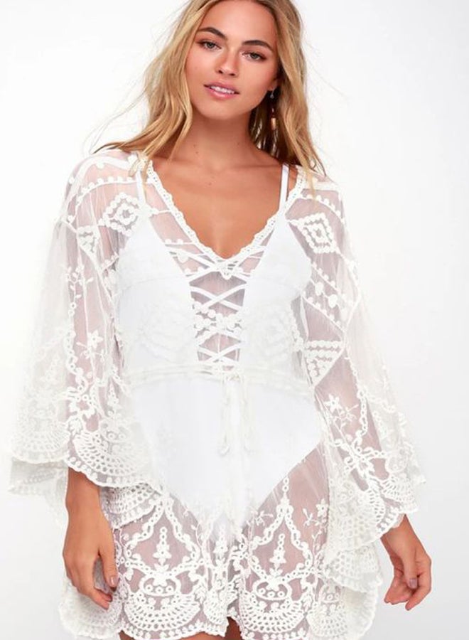 QiaoKai Lace Detailed Cover Up White  - Image 1
