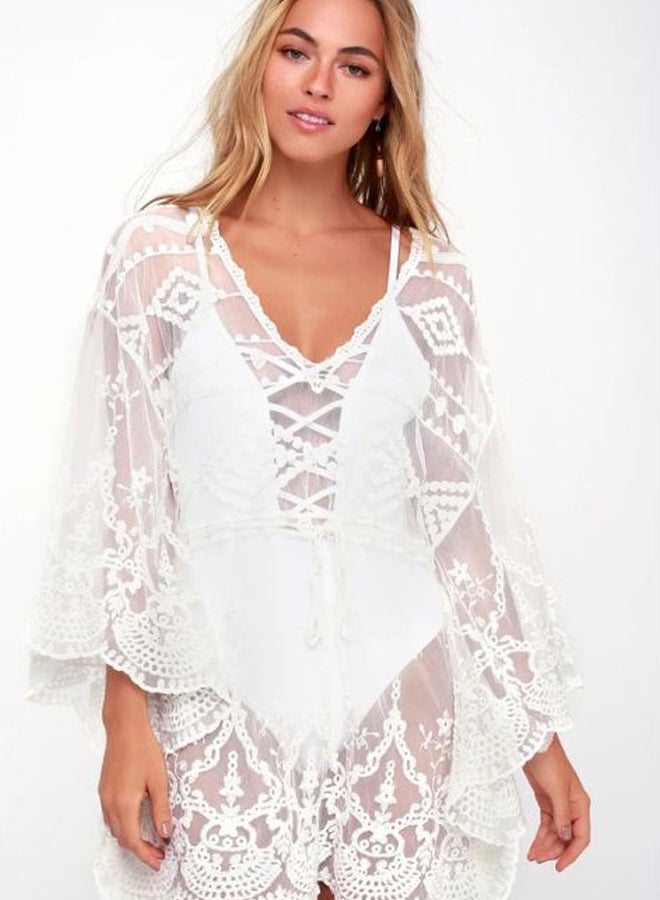 QiaoKai Lace Detailed Cover Up White  - Image 3