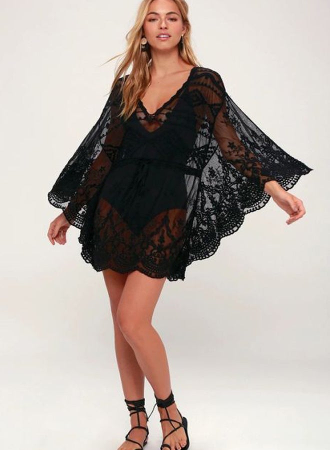 QiaoKai Lace Detailed Cover Up Black  - Image 4