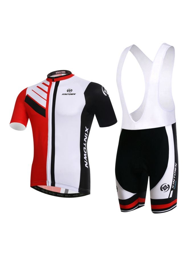 QiaoKai 2-Piece Printed Cycling Jersey Set Black/White/Red  - Image 1
