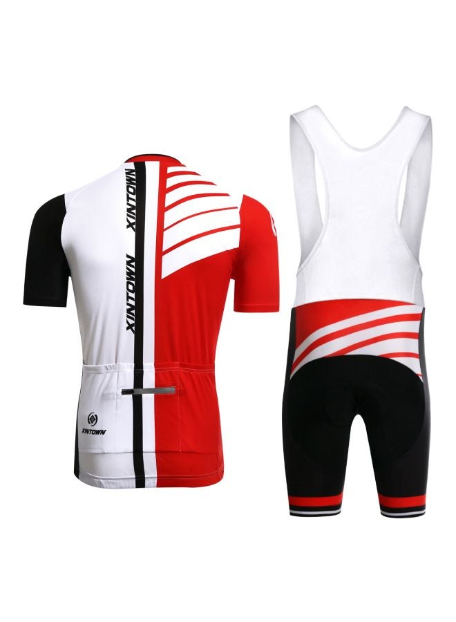 QiaoKai 2-Piece Printed Cycling Jersey Set Black/White/Red  - Image 2