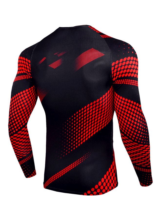 QiaoKai 2-Piece Printed Cycling Jersey Set Black/Red  - Image 2
