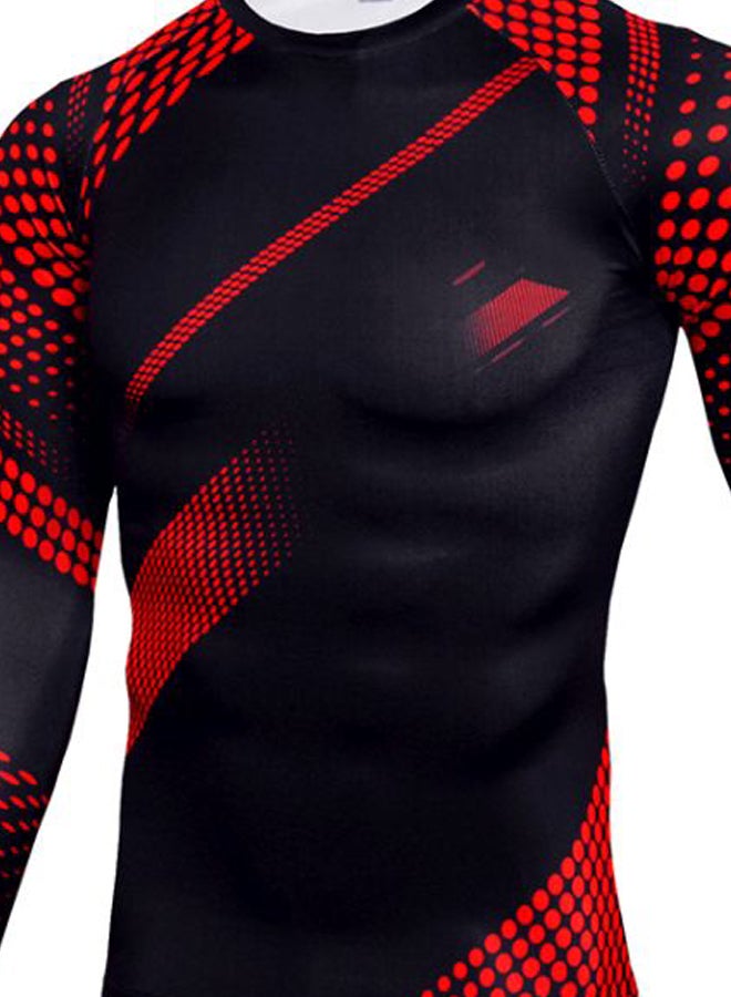 QiaoKai 2-Piece Printed Cycling Jersey Set Black/Red  - Image 3