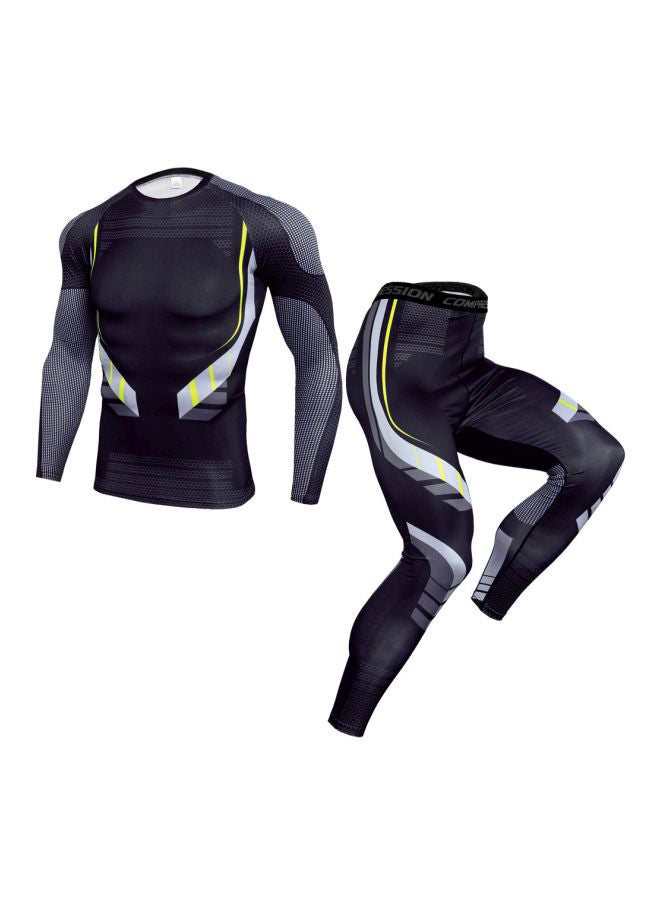 QiaoKai 2-Piece Printed Cycling Jersey Set Black/Grey  - Image 1