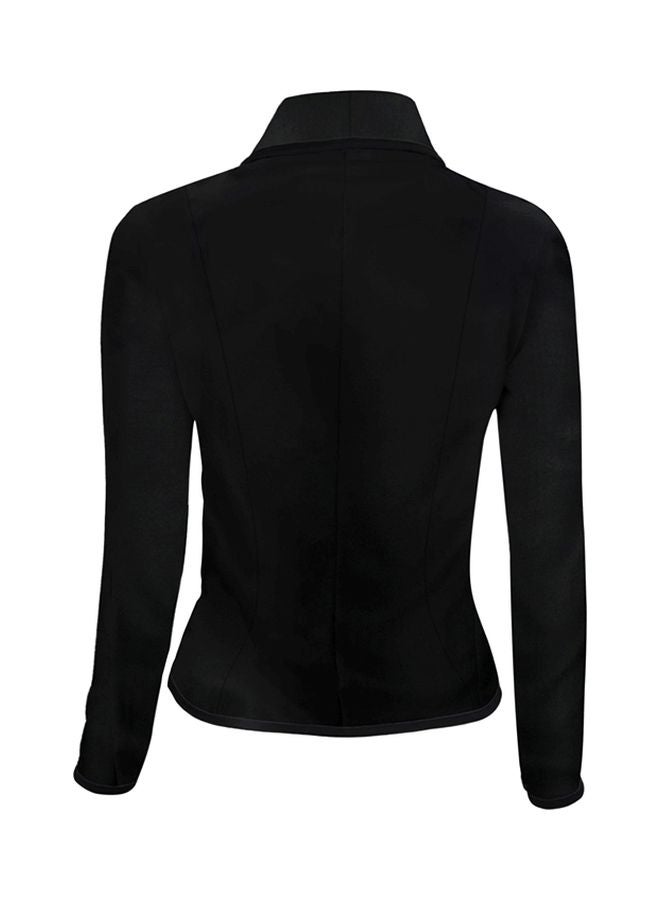 QiaoKai Solid Cropped Pocket Detailed Blazer Black  - Image 2