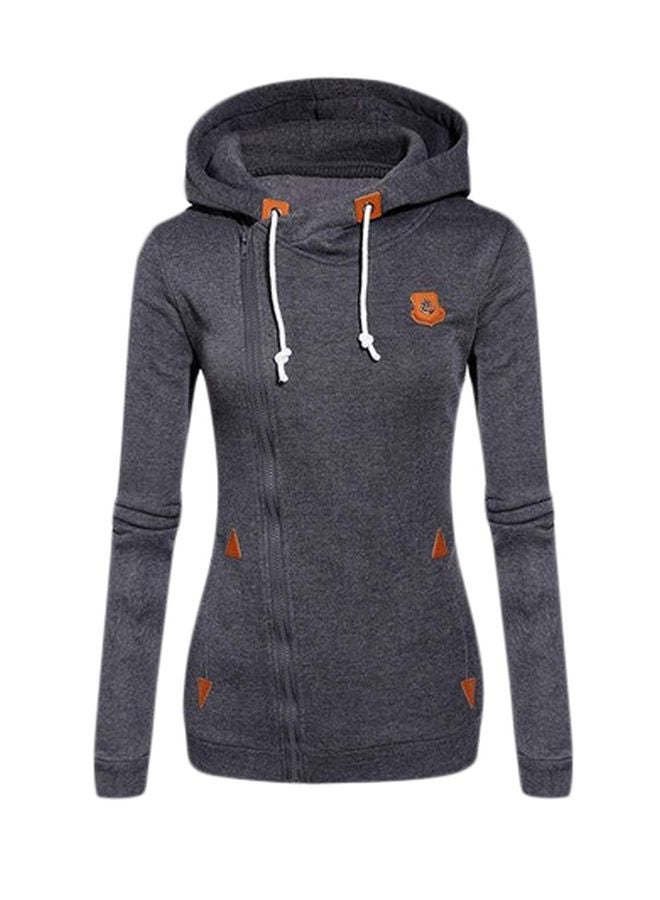 QiaoKai Solid Zip Up Jacket Grey  - Image 1