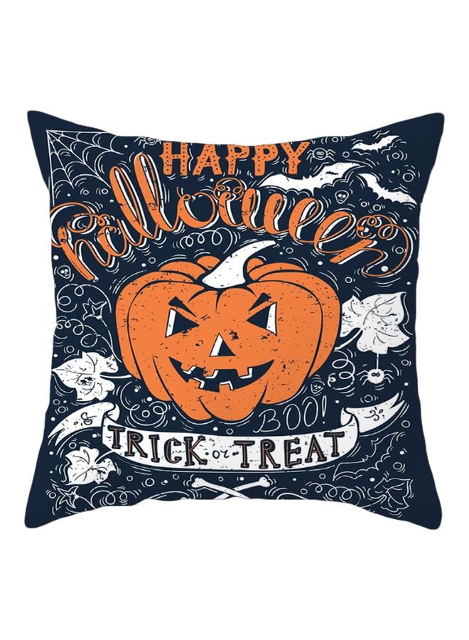 Halloween Printed Cushion Cover Blue/Orange/White 45x45cm