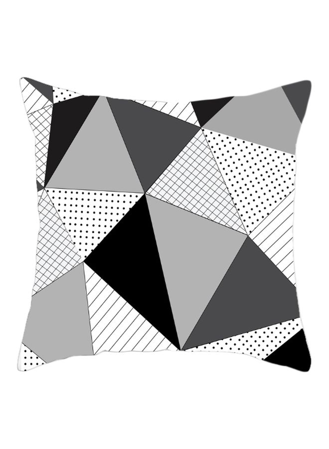 غطاء وسادة مطبوع بأشكال هندسية أسود/ أبيض/ رمادي 45x45سم