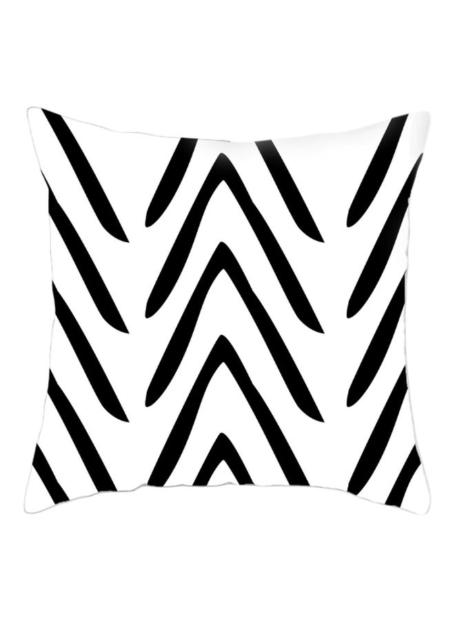 Geometric Arrow Wave Printed Cushion Cover White/Black 45x45cm