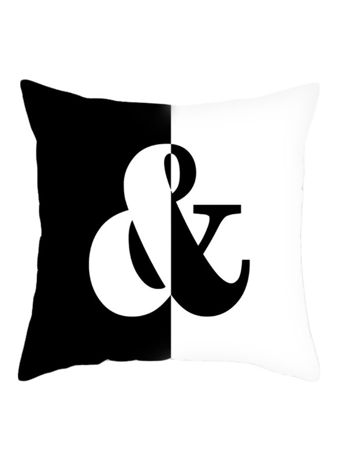 غطاء وسادة مطبوع أسود/ أبيض 45x45سم