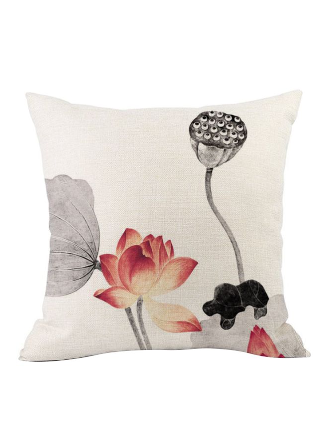 Beauenty Lotus Printed Cushion Cover Beige/Red/Black 45x45cm 
