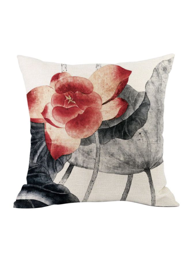 Beauenty Lotus Printed Cushion Cover Beige/Red/Black 45x45cm 
