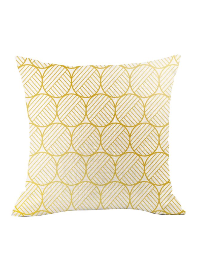 Geometric Pattern Printed Cushion Cover Beige/Yellow 45x45cm