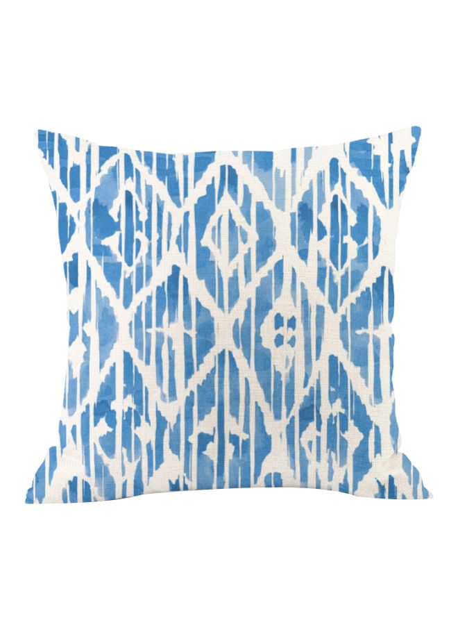 Geometric Pattern Printed Cushion Cover Blue/White 45x45cm