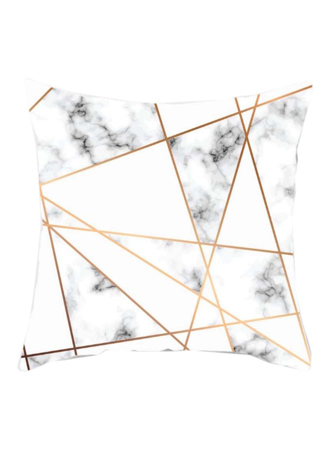 غطاء وسادة مزين بنقشة رخامية أبيض/رمادي/ذهبي 45x45سم