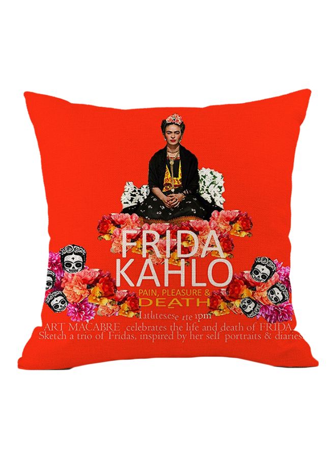 Frida Kahlo Printed Cushion Cover Red/Black/White 45x45cm