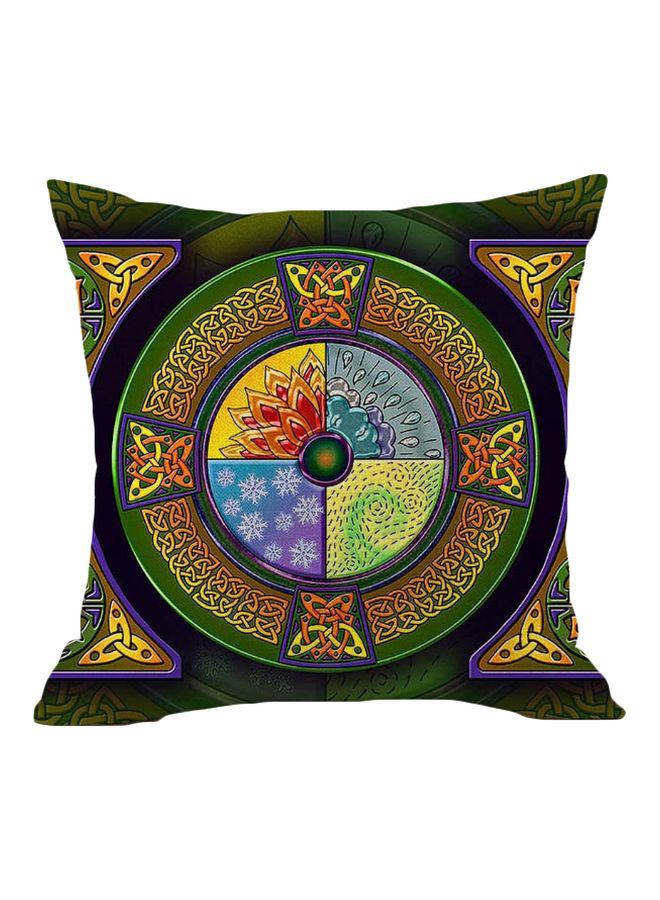 Chinese Pattern Cushion Cover Green/Purple/Yellow 45x45cm