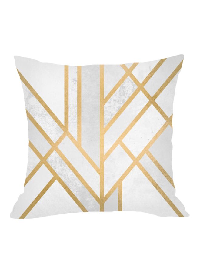 Geometric Pattern Cushion Cover White/Gold/Grey 45x45cm