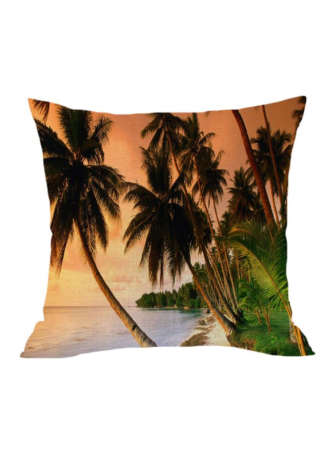 Scenery Printed Cushion Cover Orange/Black/Green 45x45cm