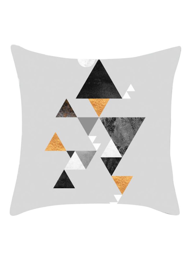 Geometric Printed Cushion Cover Grey/Black/Beige 45x45cm