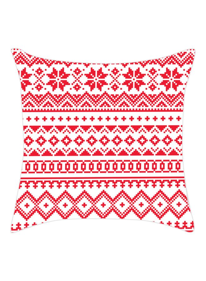 غطاء وسادة بنقشة من حضارة الأزتك أحمر/أبيض 45x45سم