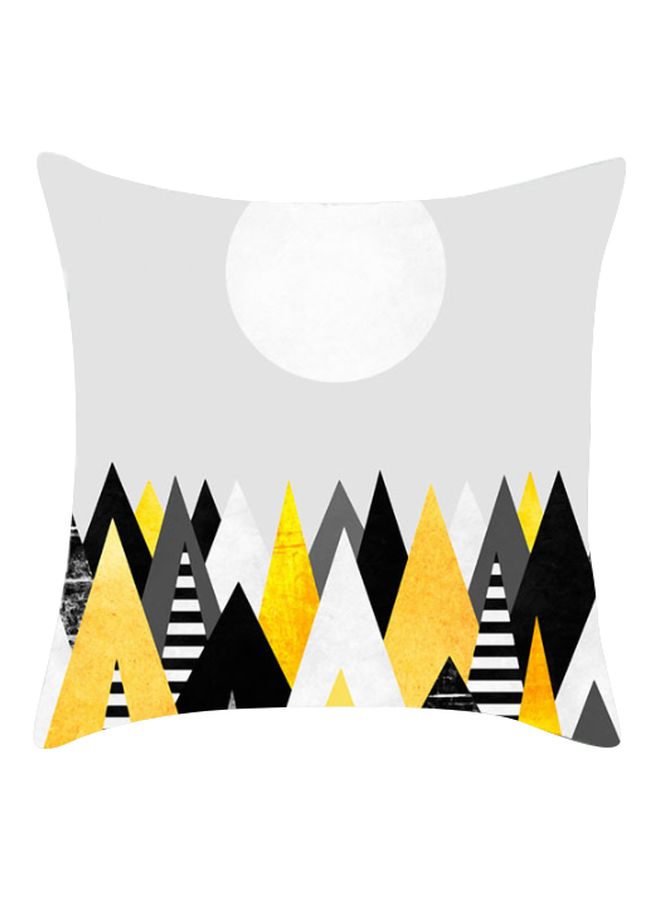 Geometric Printed Cushion Cover Grey/Black/Yellow 45x45cm