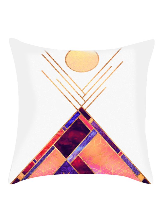 Geometric Printed Cushion Cover White/Purple/Pink 45x45cm