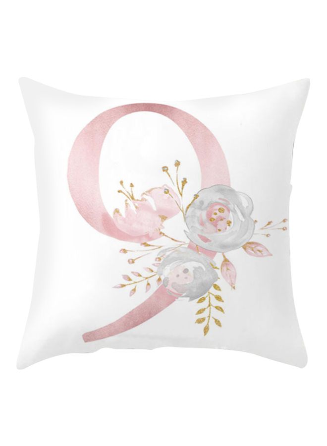 غطاء وسادة بطبعة رقم 9 بالزهور أبيض/وردي/رمادي 45x45سم