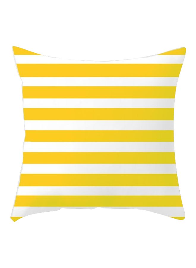 غطاء وسادة بطبعة مخططة أبيض/أصفر 45x45سم