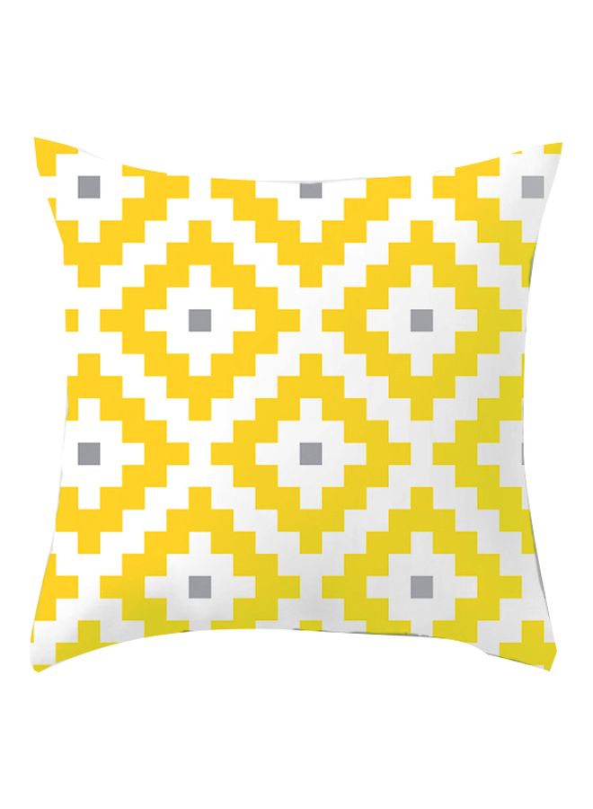 غطاء وسادة مطبوع أصفر/أبيض/رمادي 45x45سم