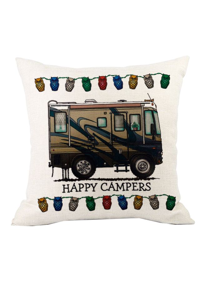 Beauenty Happy Campers Printed Cushion Cover Beige/Brown/Black 45x45cm 